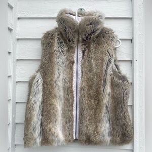 Weatherproof Faux Fur Vest in Brown and Gray